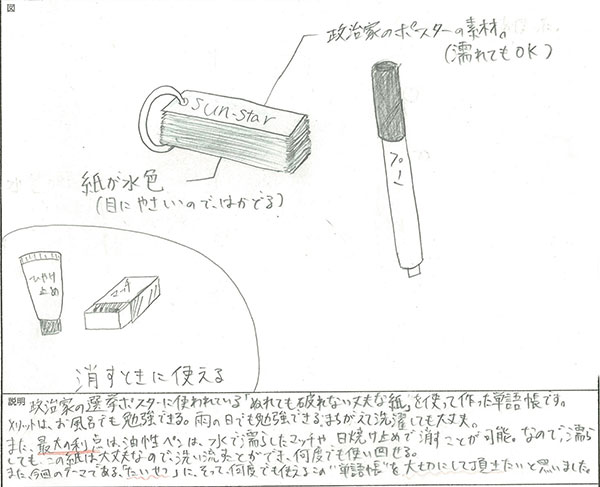 ジュニア部門　佳作「何度でも使える“単語帳”」